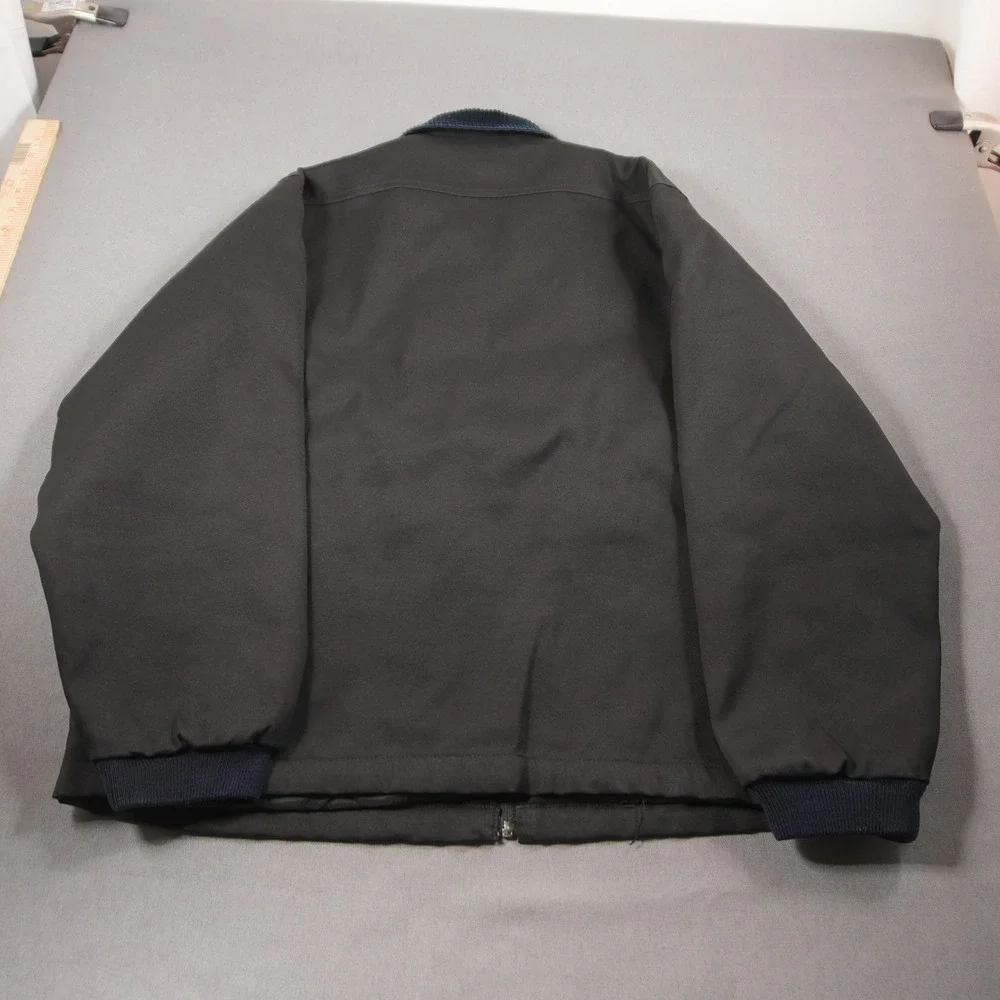 Corduroy Collar Quilted Lined Men Jacket XL Work Utility Nylon Chore Black